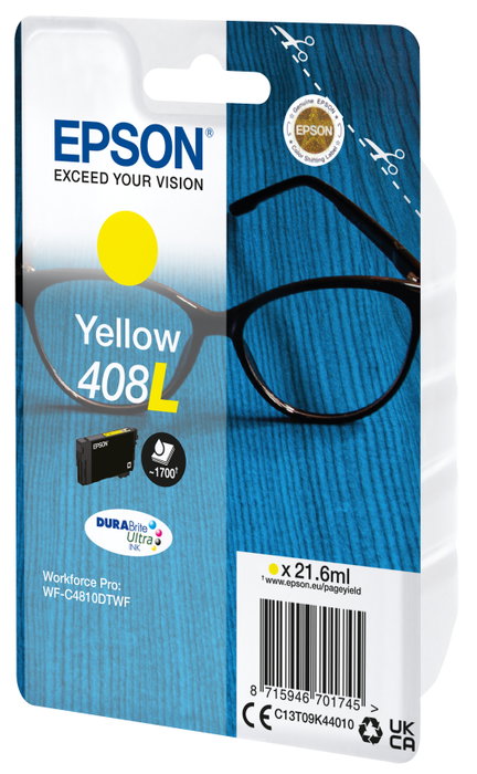 Epson Cartucho de Tinta Amarillo 408L DURABrite Ultra (C13T09K44010) XL
