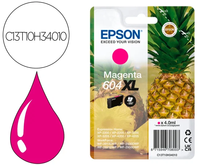 Epson Cartucho de Tinta 604XL Magenta Original (C13T10H34010) XL