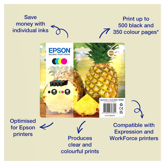 Epson Cartucho de Tinta 604XL Magenta Original (C13T10H34010) XL