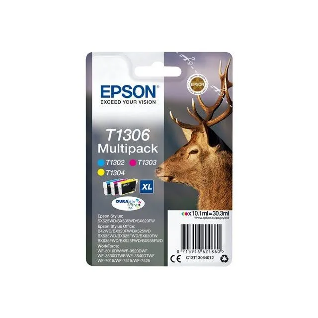 Epson Multipack T1306 Tinta Original XL (Cian, Magenta, Amarillo) de Alta Capacidad