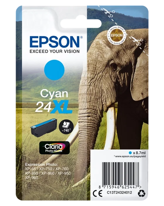 Epson Cartucho de Tinta Cian Claria Photo HD 24XL C13T24324012 Epson Cartucho de Tinta Cian Claria Photo HD 24XL C13T24324012