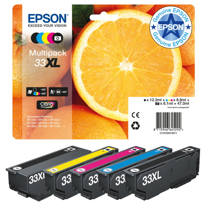 Epson Multipack de Tinta 33XL Claria Premium 5 Colores (C13T33574011) Epson Multipack de Tinta 33XL Claria Premium 5 Colores (C13T33574011)