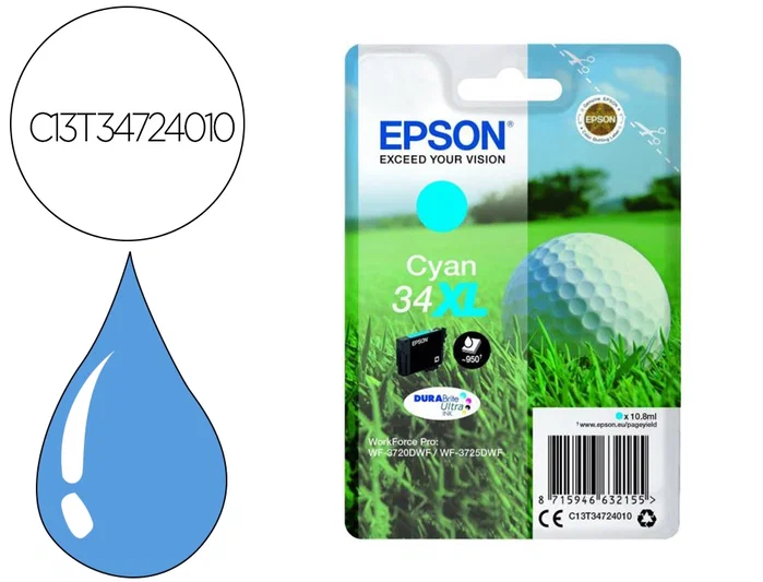 Epson 34XL Cian DURABrite Ultra Ink Cartridge