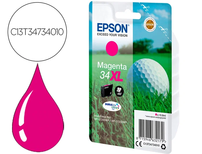 Epson 34XL Magenta DURABrite Ultra Ink Cartridge (C13T34734010) Epson 34XL Magenta DURABrite Ultra Ink Cartridge (C13T34734010)