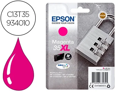 Epson Cartucho de tinta 35XL DURABrite Ultra Magenta C13T35934010 de alto rendimiento (XL) Epson Cartucho de tinta 35XL DURABrite Ultra Magenta C13T35934010 de alto rendimiento (XL)