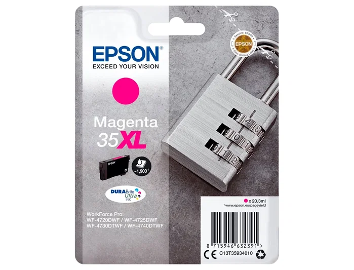 Epson Cartucho de tinta 35XL DURABrite Ultra Magenta C13T35934010 de alto rendimiento (XL) Epson Cartucho de tinta 35XL DURABrite Ultra Magenta C13T35934010 de alto rendimiento (XL)