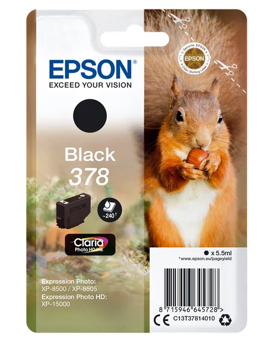 Epson 378 Cartucho de tinta negro Claria Photo HD C13T37814010