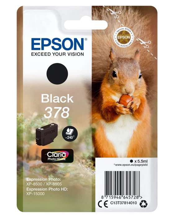 EPSON Singlepack Black 378 Claria Photo HD Ink EPSON Singlepack Black 378 Claria Photo HD Ink