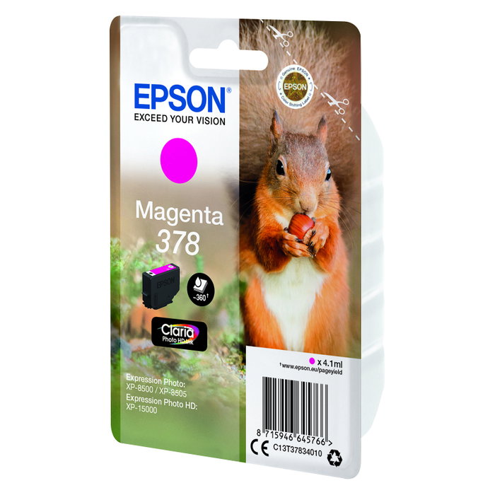 Epson Cartucho de Tinta 378 Claria Photo HD Magenta Original C13T37834010 Epson Cartucho de Tinta 378 Claria Photo HD Magenta Original C13T37834010