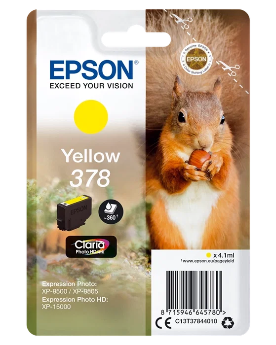 Epson Cartucho de tinta 378 Amarillo Claria Photo HD Ink C13T37844010