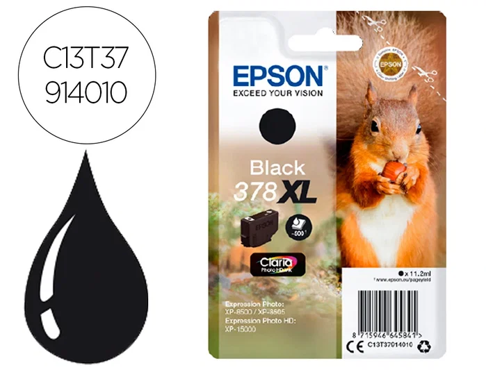 Epson Cartucho de Tinta 378XL Negro Claria Photo HD Epson Cartucho de Tinta 378XL Negro Claria Photo HD