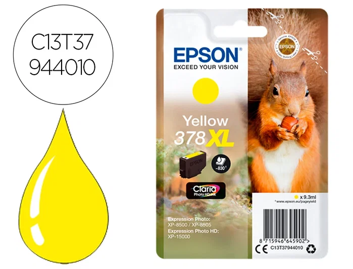 Epson Cartucho de tinta 378XL Amarillo Claria Photo HD