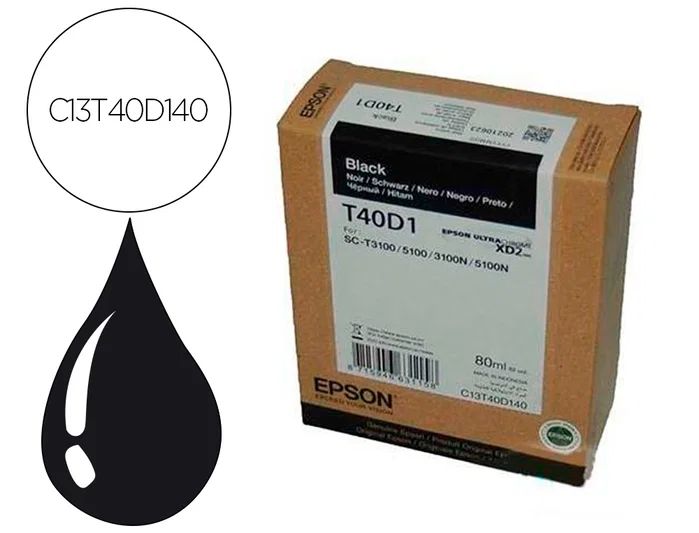 Epson Cartucho de Tinta UltraChrome XD2 T40D140 Negro 80ml