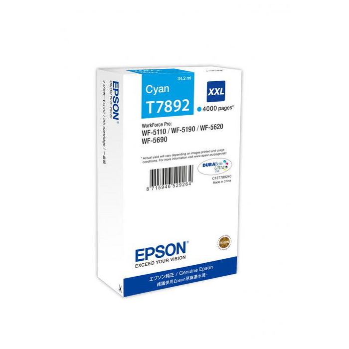 Epson C13T789240 Tinta Cian HC, Cartucho de Tinta Original para Impresoras Epson Compatibles