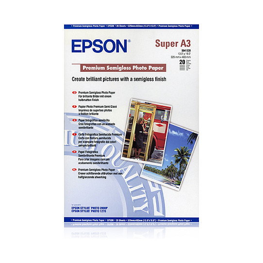 Epson Premium Semigloss Photo Paper A3+, 20 Hojas, 251g/m² Epson Premium Semigloss Photo Paper A3+, 20 Hojas, 251g/m²