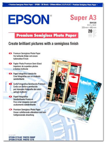 Epson Premium Semigloss Photo Paper A3+, 20 Hojas, 251g/m² Epson Premium Semigloss Photo Paper A3+, 20 Hojas, 251g/m²