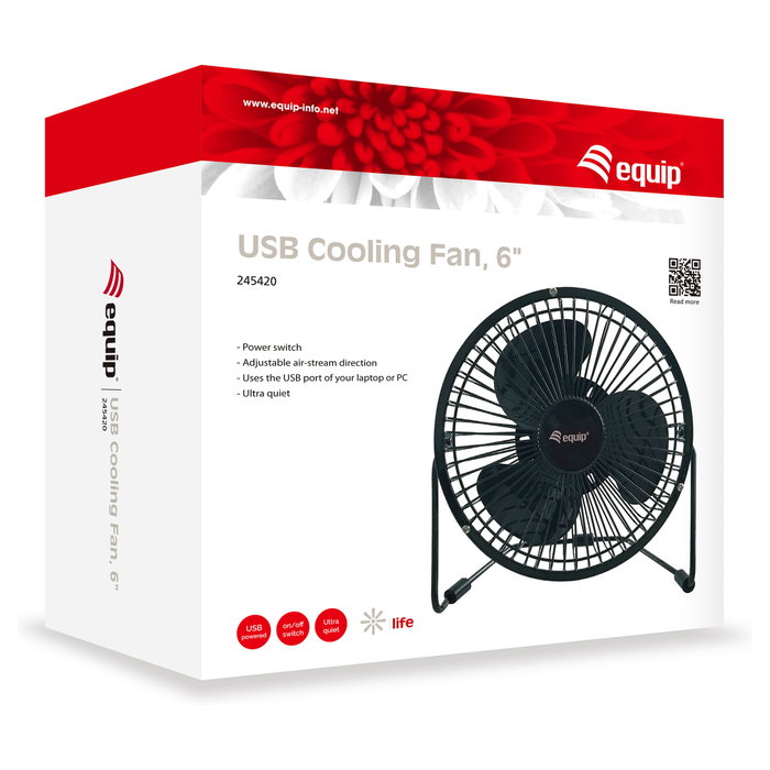 Equip 245420 Ventilador USB Ultra Silencioso Negro 15cm para Mesa