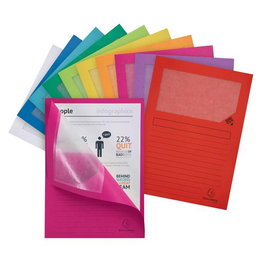 Exacompta Subcarpeta Forever A4 con ventana - Paquete de 25 unidades - 130 gr - Colores surtidos (Amarillo, Azul, Blanco, Rojo, Rosa, Verde, Lila)