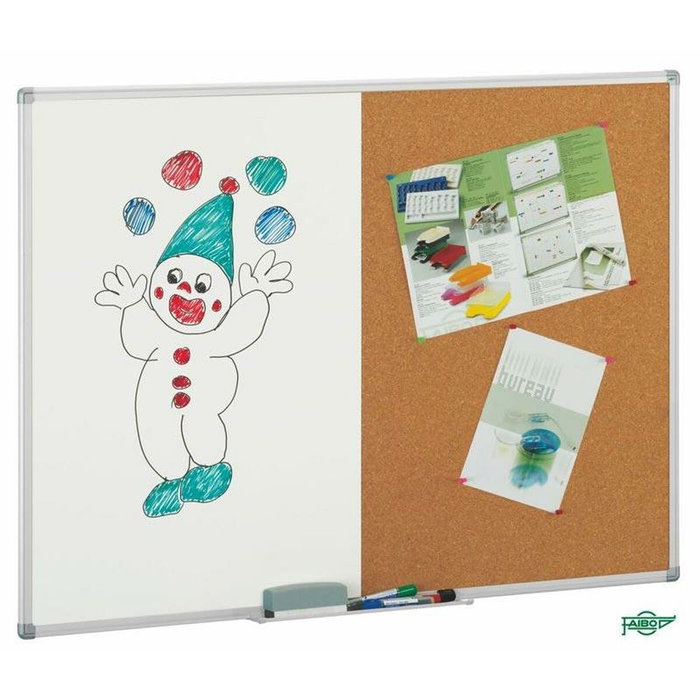 Faibo Pizarra Doble Uso Corcho-Blanca Marco de Aluminio 60x90 cm Faibo Pizarra Doble Uso Corcho-Blanca Marco de Aluminio 60x90 cm