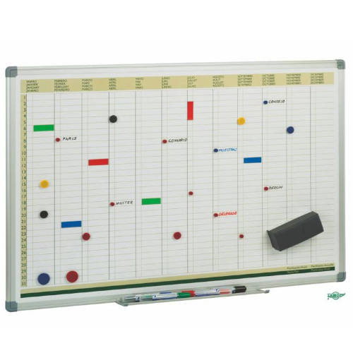 Faibo Pizarra de Planificación Anual Metálica 60x90 cm