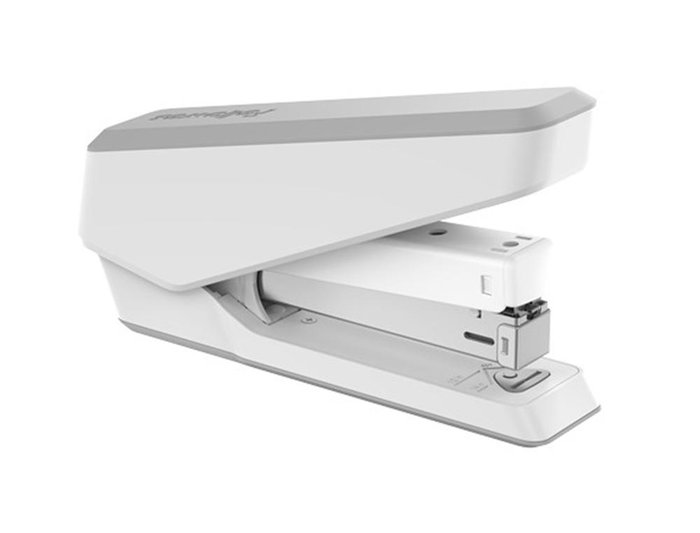 Fellowes Grapadora Lx850 para 25 hojas - Antibacteriana, Libre de Atascos, Incluye Quita Grapas y Grapas 24/6/26/6, Blanco