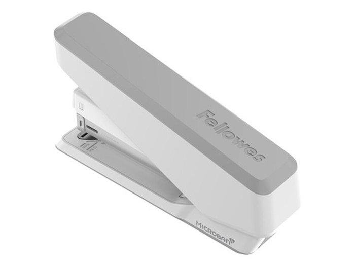 Fellowes Grapadora Lx850 para 25 hojas - Antibacteriana, Libre de Atascos, Incluye Quita Grapas y Grapas 24/6/26/6, Blanco