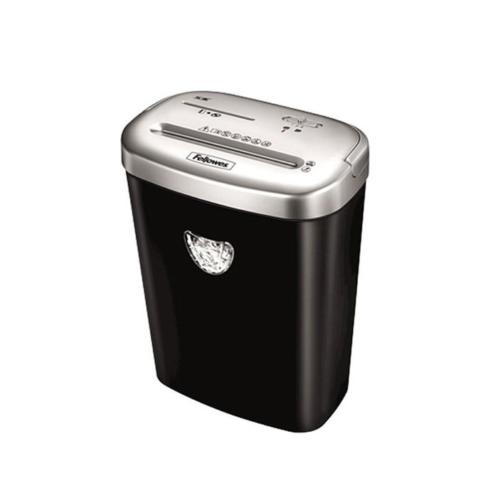Fellowes 4653101 Destructora de Papel 53C, Corte en Partículas 4x35mm, 10 Hojas, Papelera 23L, para Grapas, Clips, Tarjetas y CDs, Uso Hogar/Office, Negro/Plateado