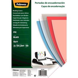 Fellowes Tapas Encuadernación A4 180 Micras PVC Opaco Negro Pack 100 Unidades