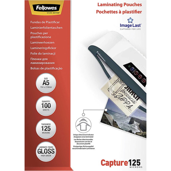 Fellowes ImageLast Fundas de Plastificar A5 125 Micras Brillo Pack 100 Ud