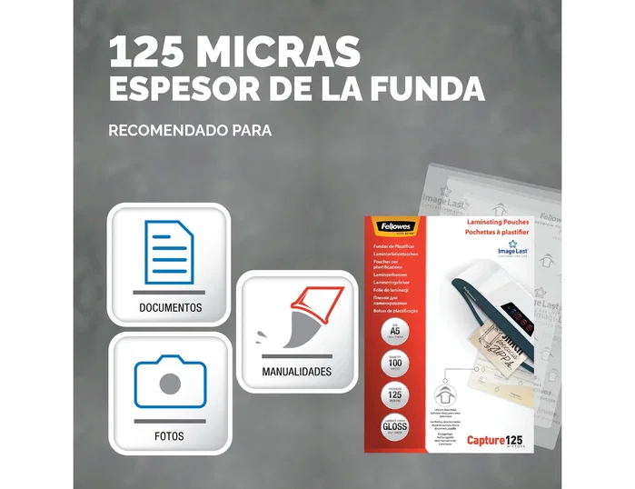 Fellowes ImageLast Fundas de Plastificar A5 125 Micras Brillo Pack 100 Ud