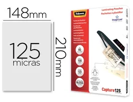 Fellowes Bolsa de Plastificar Brillo Din A5 125 mc Pack 100 Unidades