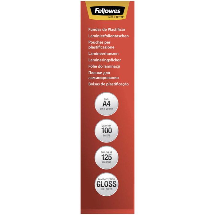 Fellowes Fundas de Plastificar A4 125 Micras Brillo Pack 100 ud