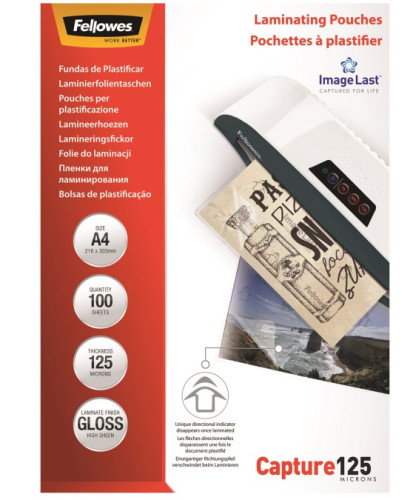 Fellowes Fundas de Plastificar A4 125 Micras Brillo Pack 100 ud