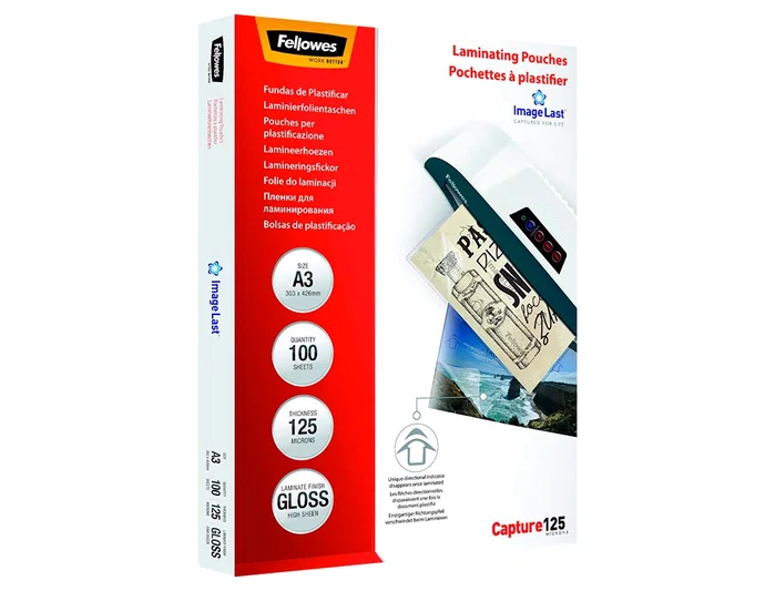 Fellowes Fundas de Plastificar A3 125 Micras Brillo Pack 100 unidades Fellowes Fundas de Plastificar A3 125 Micras Brillo Pack 100 unidades