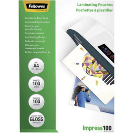 Fellowes Fundas de plastificar brillo A4 100 micras, pack 100