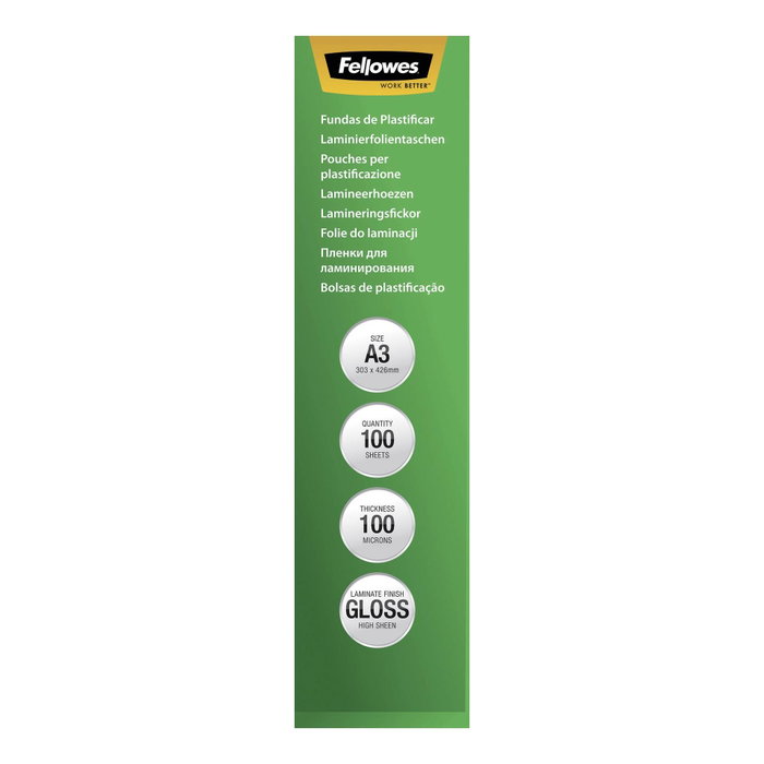 Fellowes Fundas de Plastificar A3 Brillo 100 Micras Pack 100