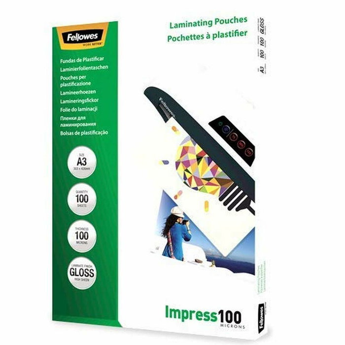 Fellowes Fundas de Plastificar A3 Brillo 100 Micras Pack 100
