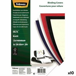 Fellowes Tapas de Encuadernación A4 Símil Piel Negro Pack 100 Uds.