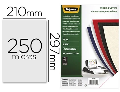 Fellowes Tapas de Encuadernación A4 Símil Piel Negro Pack 100 Uds.