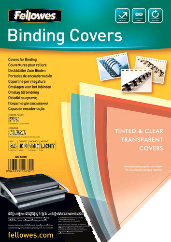 Fellowes Portadas de PVC A4 Transparente 180 Micras Pack 100 Unidades