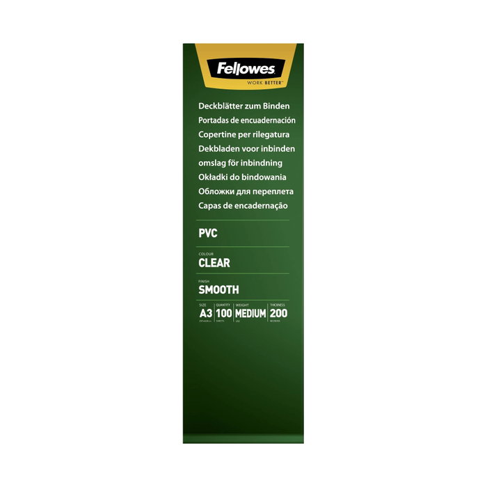 Fellowes Tapas de Encuadernación A3 PVC Transparente 200 Micras Pack de 100 Fellowes Tapas de Encuadernación A3 PVC Transparente 200 Micras Pack de 100