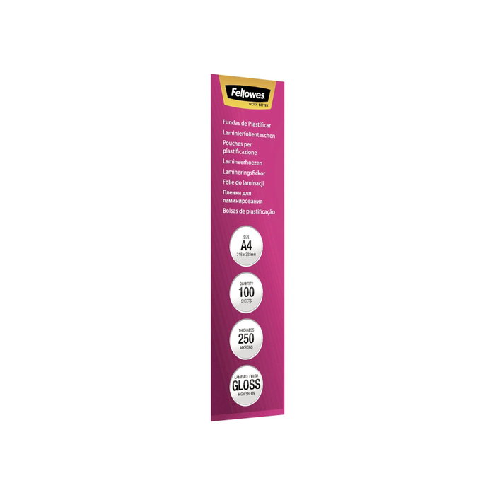 Fellowes Fundas de plastificar brillo A4 250 micras, pack de 100 Fellowes Fundas de plastificar brillo A4 250 micras, pack de 100