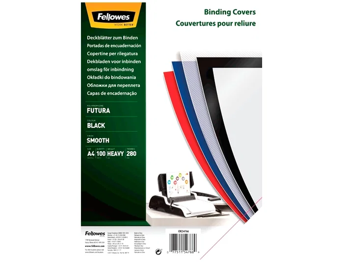 Fellowes Portadas de Polipropileno A4 Negro Pack de 100