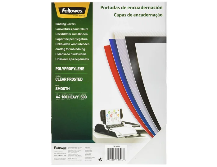 Fellowes Portadas de Polipropileno A4 450 Micras Transparente