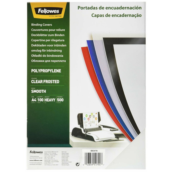 Fellowes Portadas de Polipropileno A4 450 Micras Transparente Pack de 100 Unidades