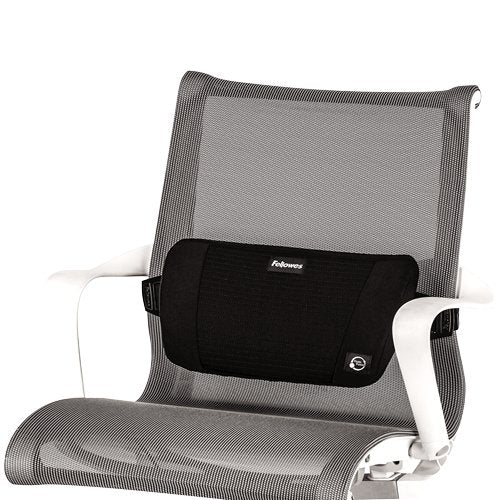 Fellowes Soporte Lumbar Plushtouch, Negro, Tela, 8026501, 90 mm de Ancho, 355 mm de Alto, 195 mm de Profundidad, 290 g