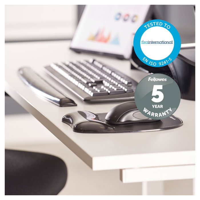 Fellowes Alfombrilla Ergonómica con Reposamuñecas Gel Crystal Negro Fellowes Alfombrilla Ergonómica con Reposamuñecas Gel Crystal Negro