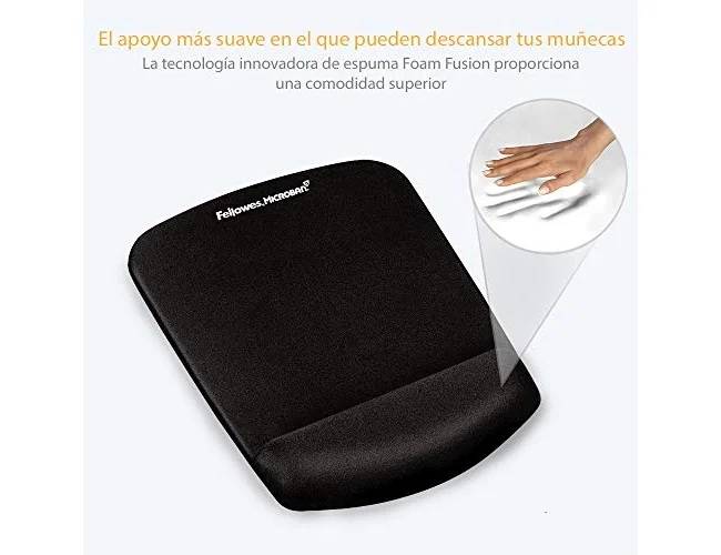 Fellowes Plushtouch Alfombrilla con Reposamuñecas Negro