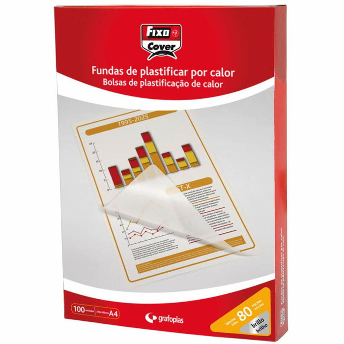Fixo Fundas de Plastificar A4 Brillo 80 Micras Pack de 100