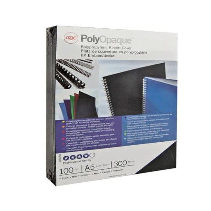 GBC Cubiertas de Encuadernación PolyOpaque A4 Negro Mate 300 Micras